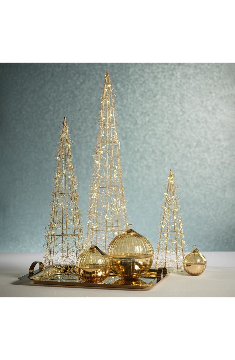 Zodax Set of 4 Holiday LED Wired Trees, Alternate, color, Gold