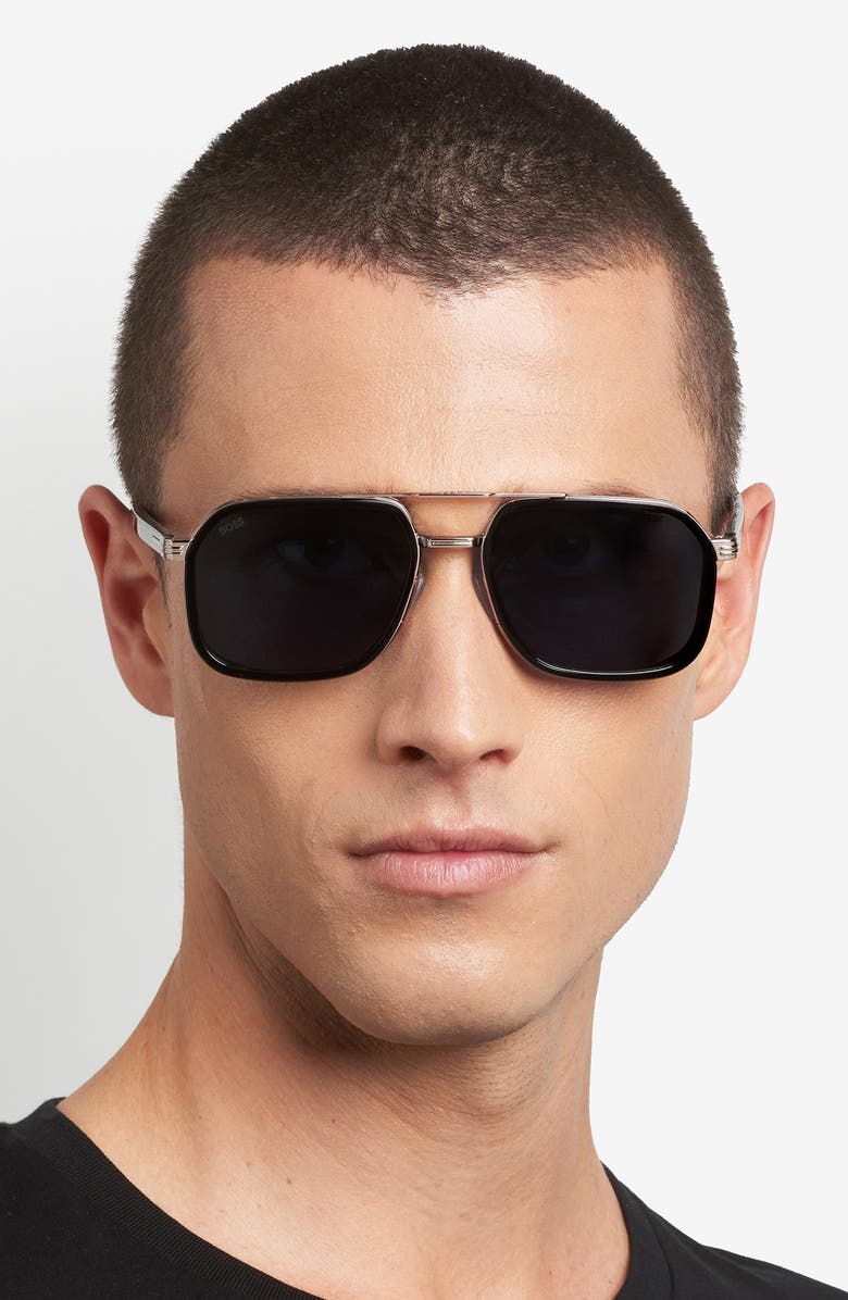 BOSS 55mm Rectangular Sunglasses, Alternate, color,