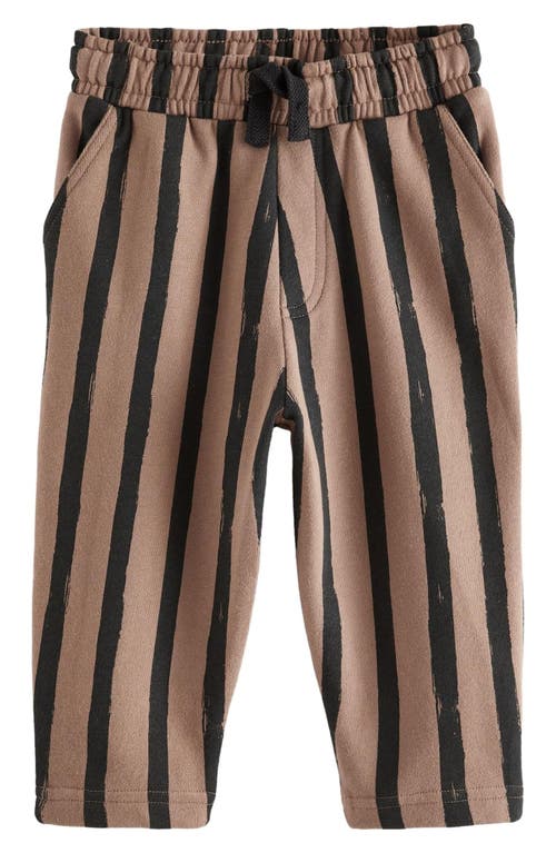 Next Kids' Vertical Stripe Cotton Sweatpants In Brown