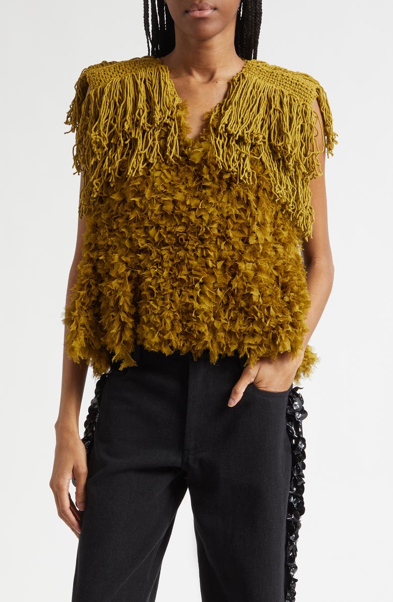 Diotima Bambola Mixed Media Top, Main, color, Cumin