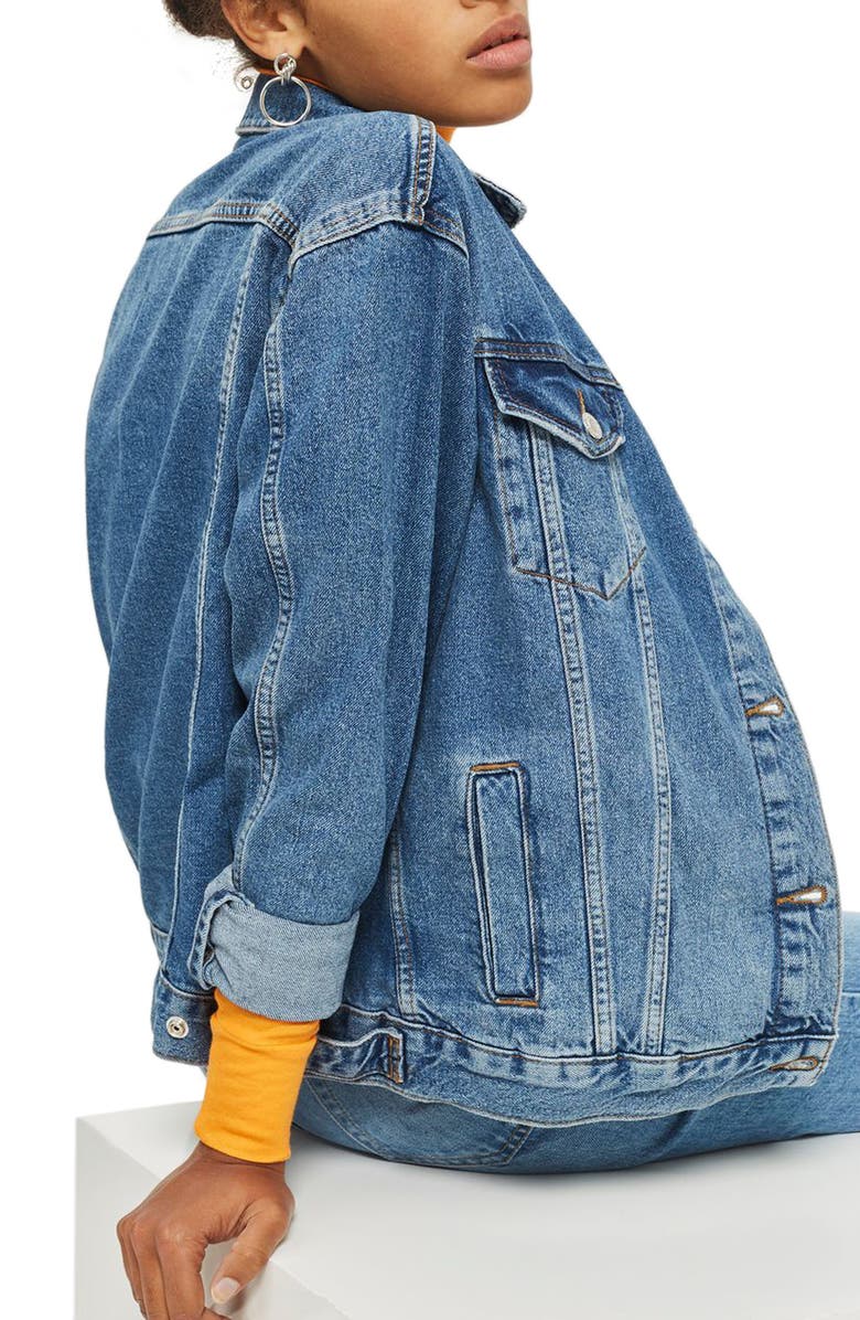 Topshop Oversize Denim Jacket, Alternate, color, 