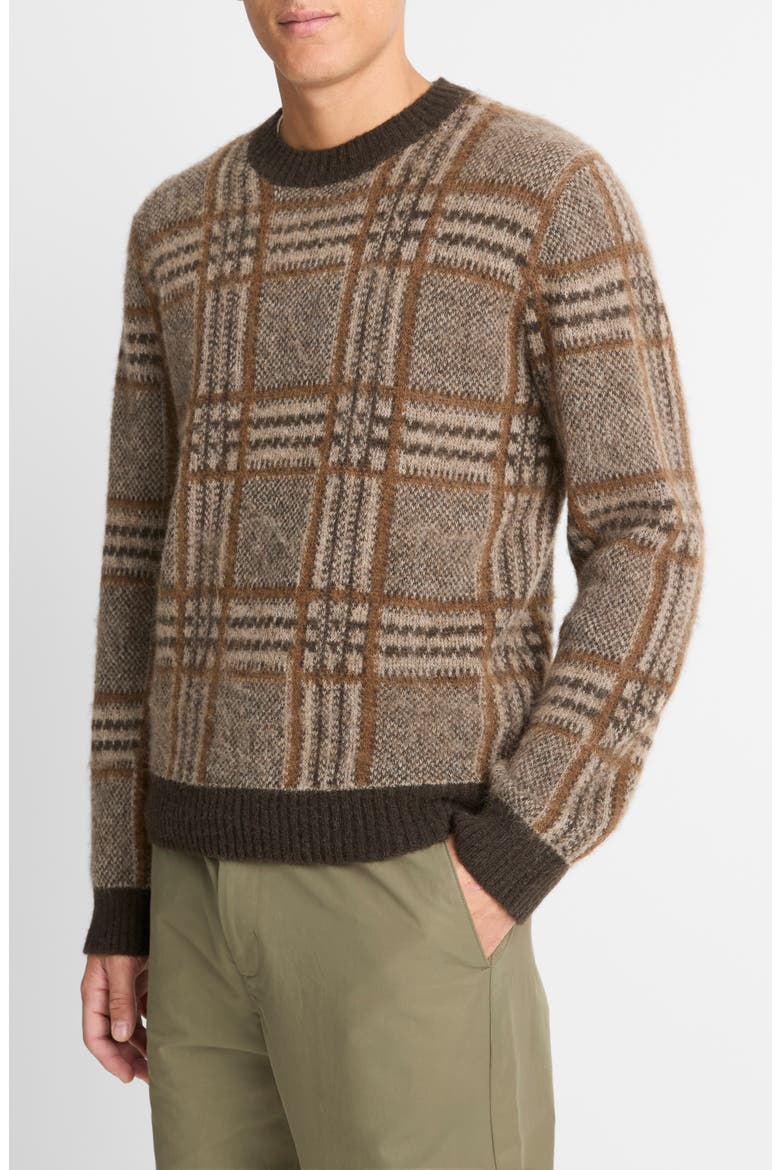 Brushed Glen Plaid Sweater, Alternate, color, BRISTLE KHAKI COMBO