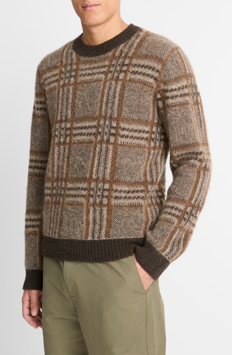Vince Brushed Glen Plaid Sweater, Alternate, color,