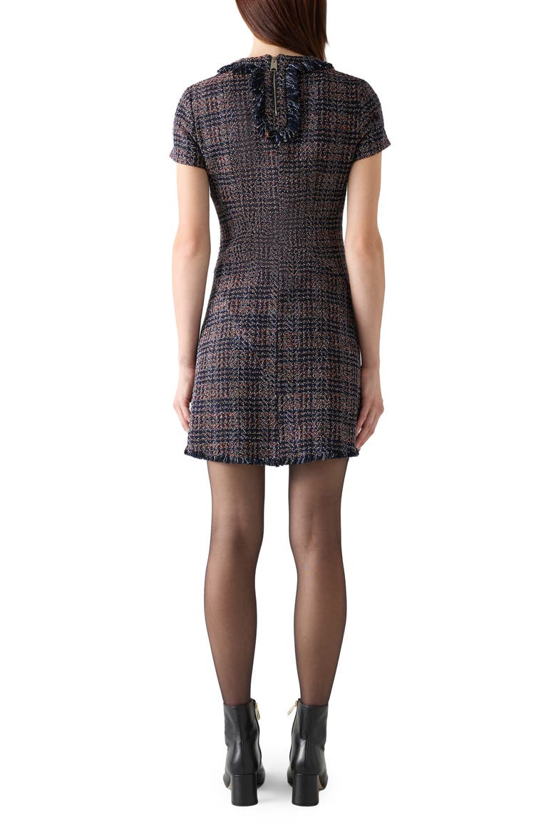 Alba Tweed Fringe Minidress, Alternate, color, NAVY