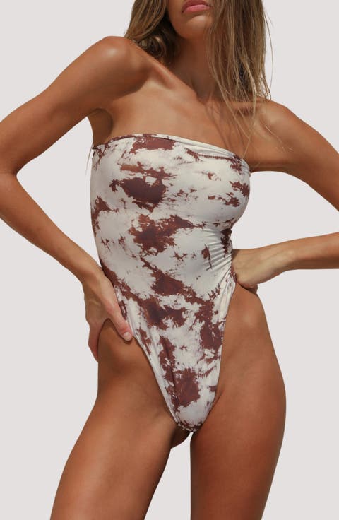 Paola Macramé Strapless One-Piece Swimsuit