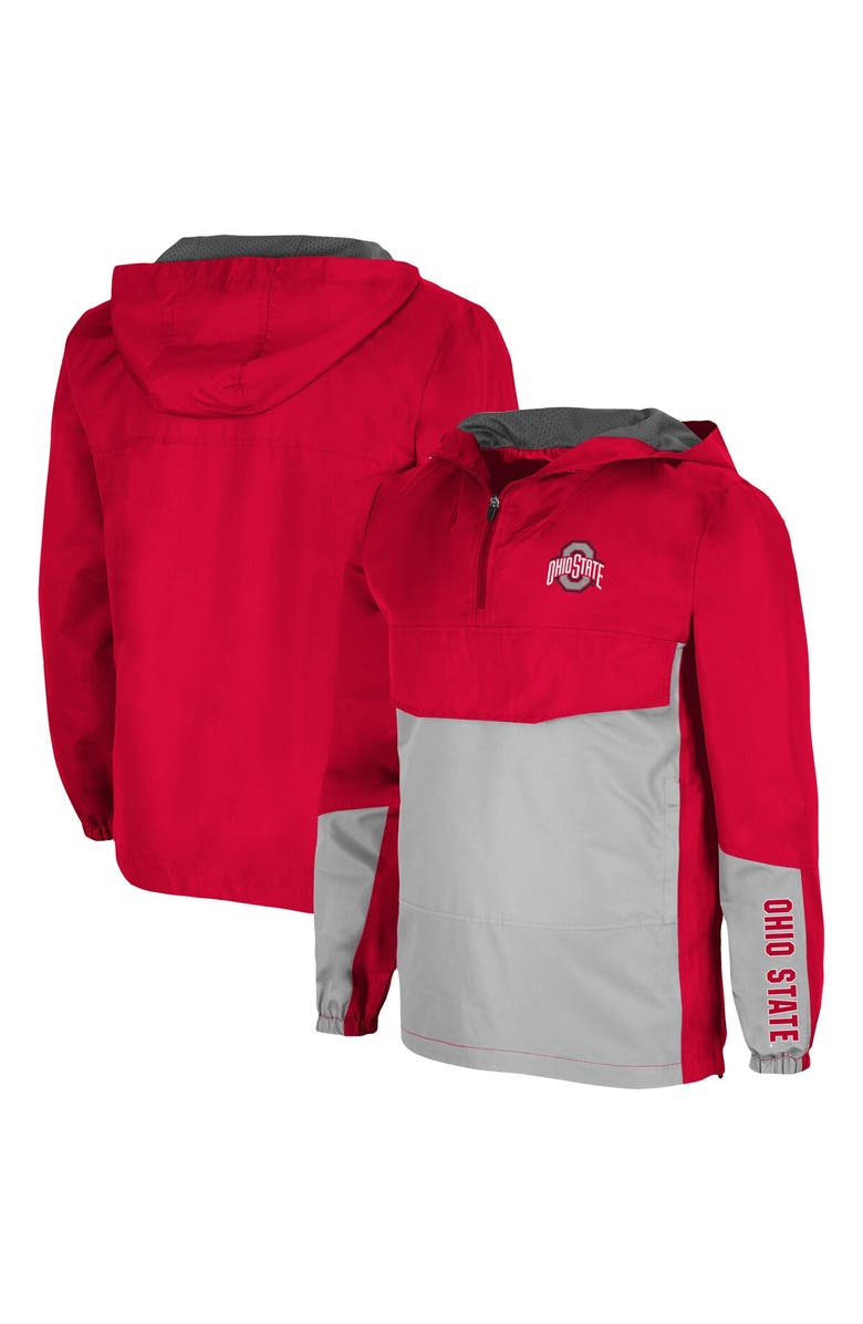 COLOSSEUM Men's Colosseum Scarlet Ohio State Buckeyes Freeway Theory Quarter-Zip Anorak Hoodie, Alternate, color, 