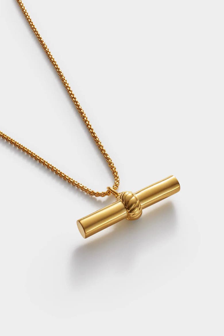 Themis Waterproof Gold T-Bar Necklace, Alternate, color, Gold