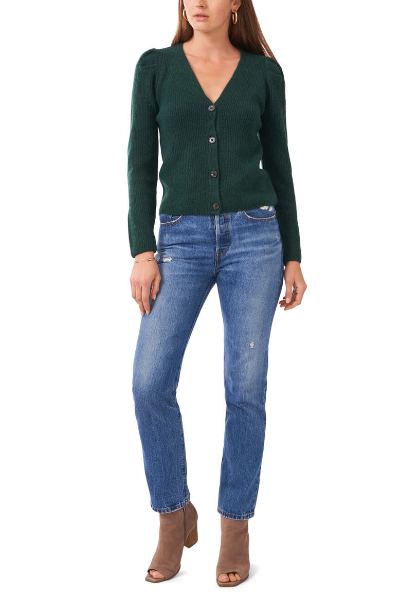 1.STATE Puff Sleeve Cardigan, Alternate, color, Windsor Moss