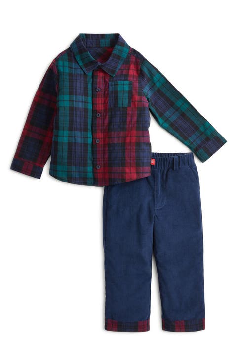 Kids' Plaid Flannel Shirt & Pants Set
