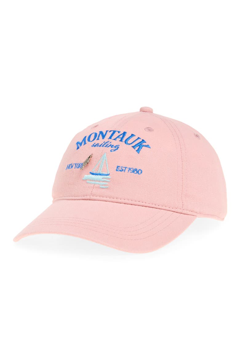 Embroidered Baseball Cap, Main, color, PINK MONTAUK SAILING