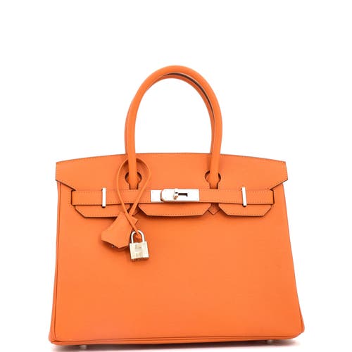 Pre-owned Hermes  Hermes Birkin Handbag Orange Epsom With Palladium Hardware 30 In Orange