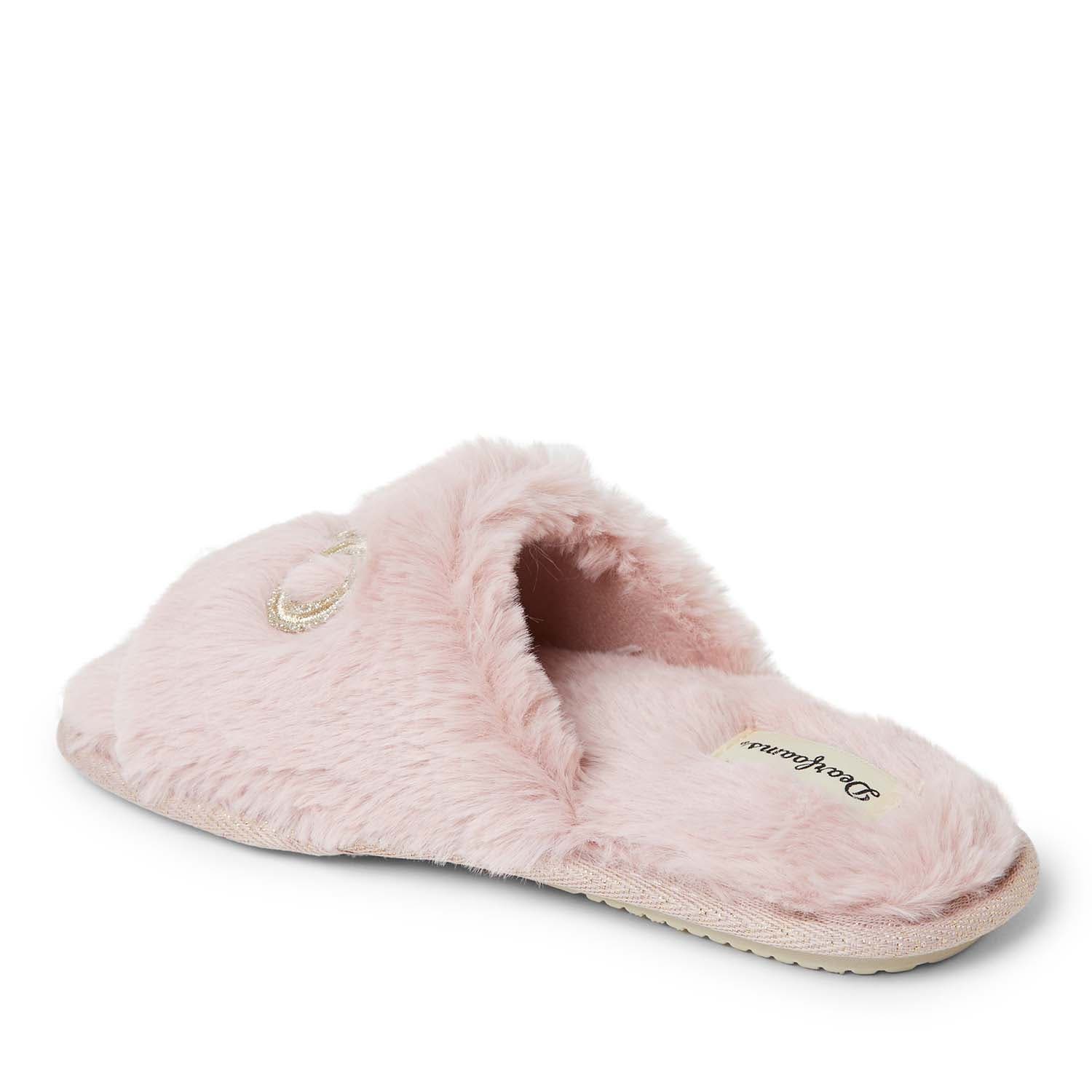 DEARFOAMS Lane Bridal I Do Fuzzy Slide Slipper, Alternate, color, Pale Mauve