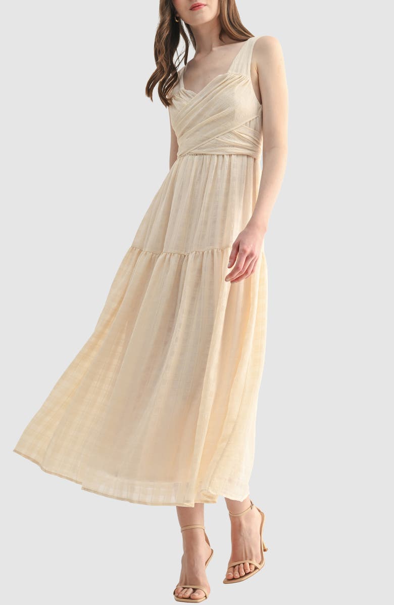 Lush Crisscross Tie Back Midi Dress, Alternate, color, Natural