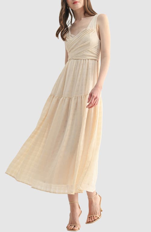 Lush Crisscross Tie Back Midi Dress In Neutral