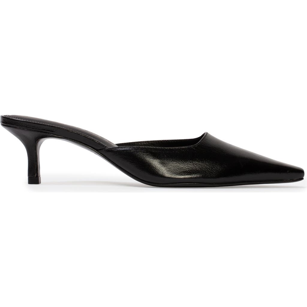 Black Suede Studio Riley 50 Leather Mule In Black