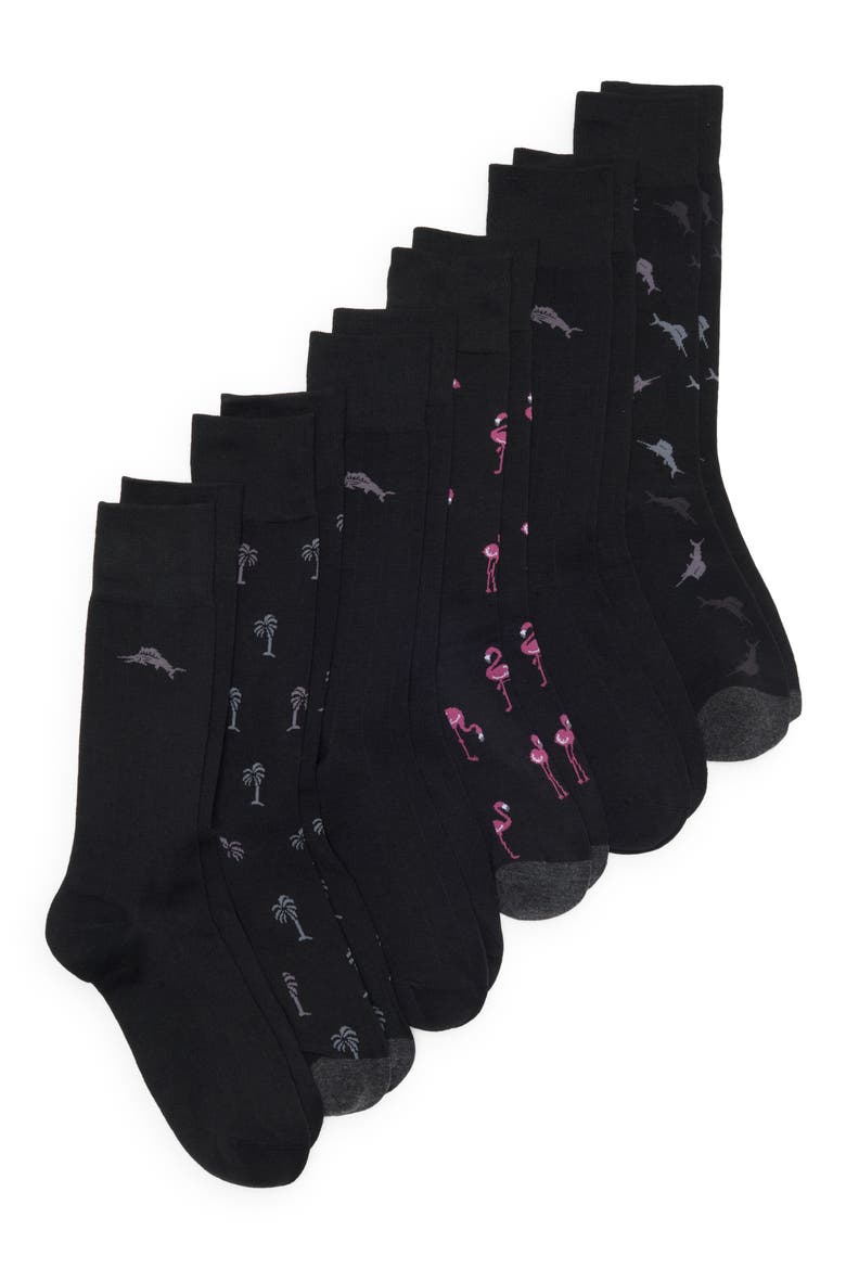 6-Pack Assorted Crew Socks, Main, color, BLACK
