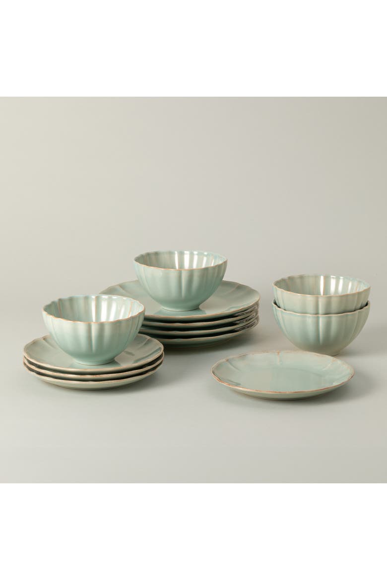 Alentejo 12-pc place setting w/ cereal bowl, Alternate, color, Turquoise