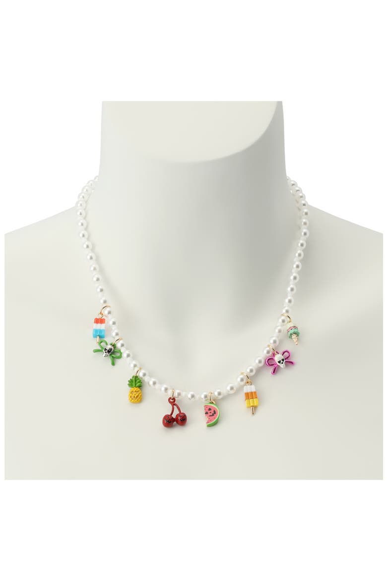 Summerween Charm Frontal Necklace, Alternate, color, PEARL