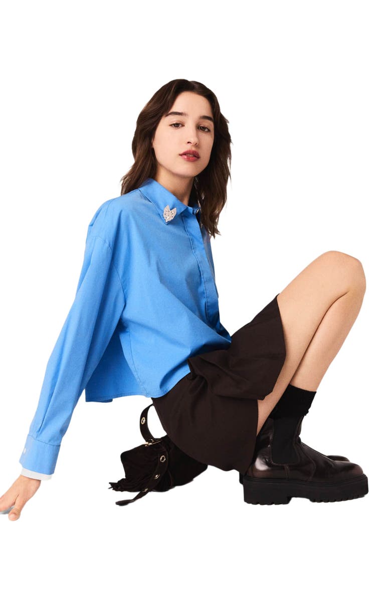 maje Shirt with removable jewellery, Alternate, color, Blue