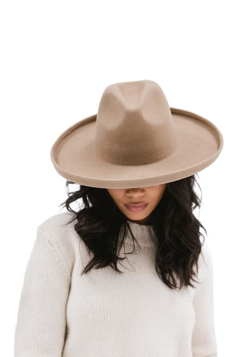 Maude Wide Brim Fedora Hat, Alternate, color, Tan