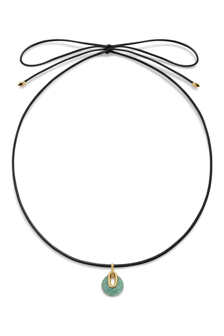 x Kate Young Semipreciouis Stone Pendant Cord Necklace, Main, color, 18CT GOLD/GREEN AVENTURINE