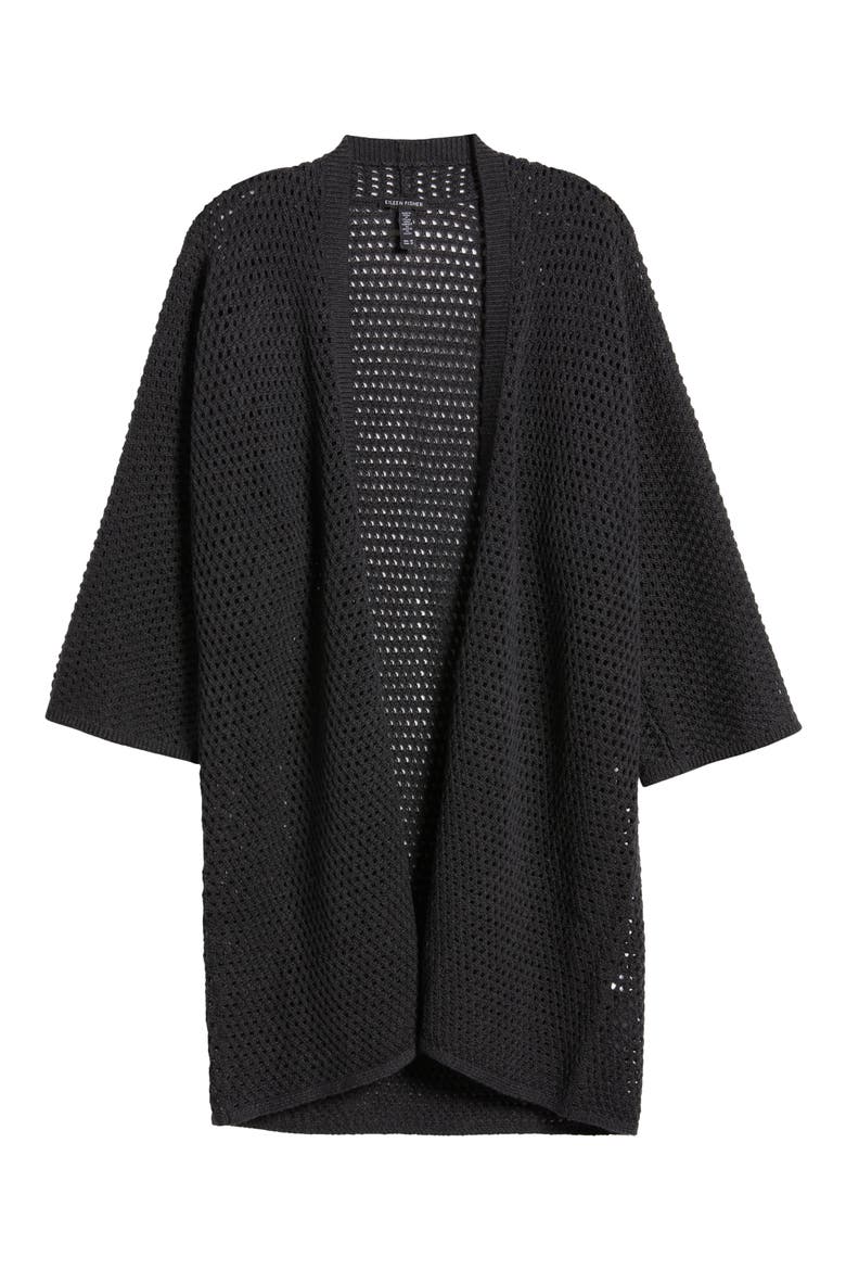 Open Stitch Longline Wool Cardigan, Alternate, color, CHARCOAL