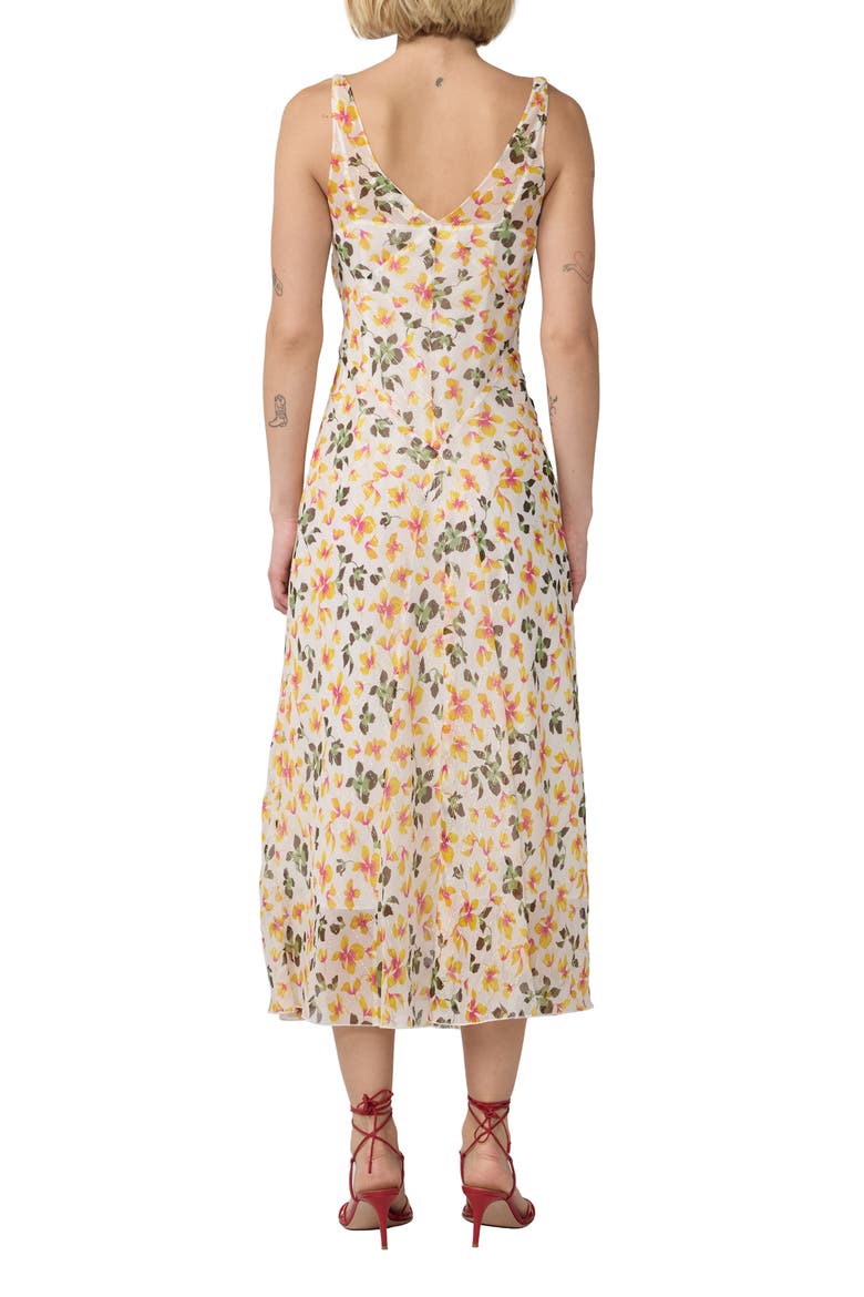 Jules Metallic Floral Print Sleeveless Dress, Alternate, color, ISLAND ORCHID MINI WHITE