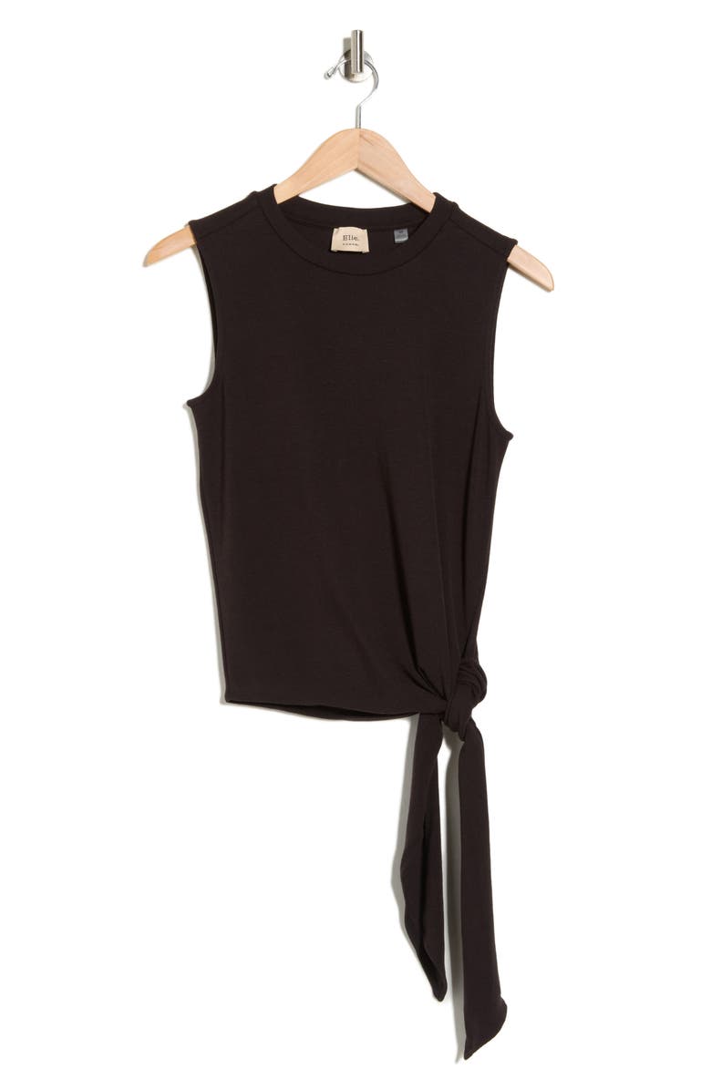 ELIE ELIE TAHARI Side Tie Crewneck Tank, Alternate, color, Black