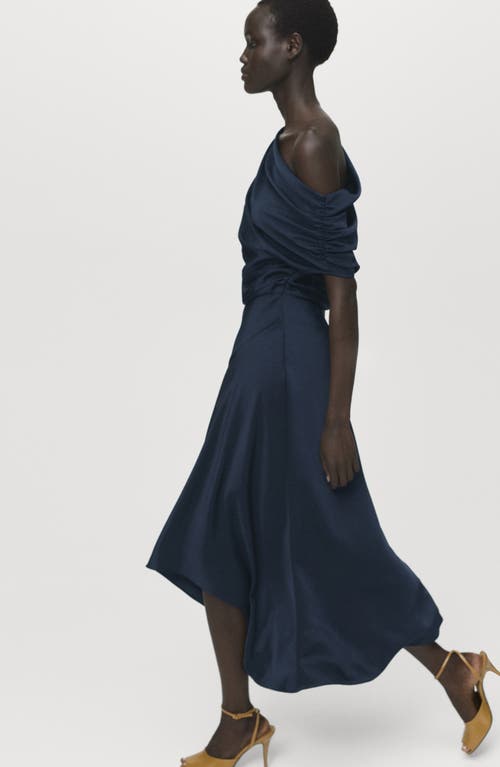 Mango Asymmetric One-shoulder Midi Dress In Blue