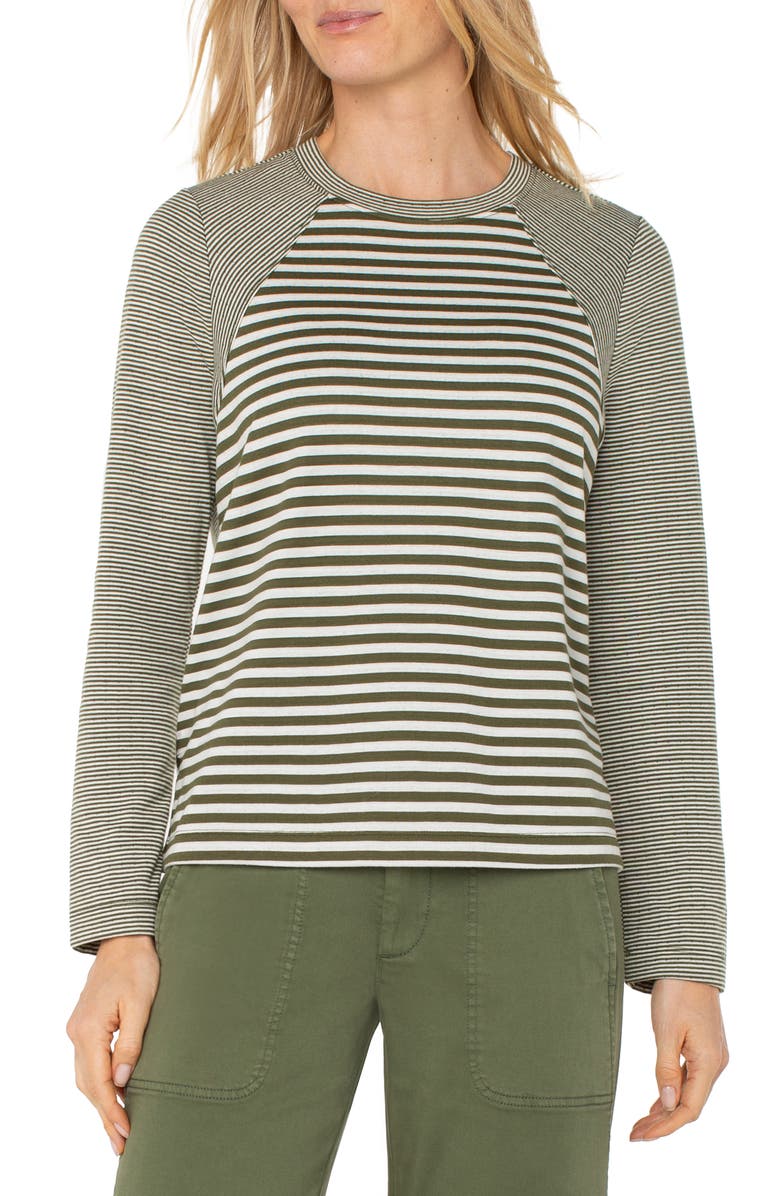 Liverpool Los Angeles Mixed Stripe Long Sleeve Double Knit Jersey Top, Main, color,