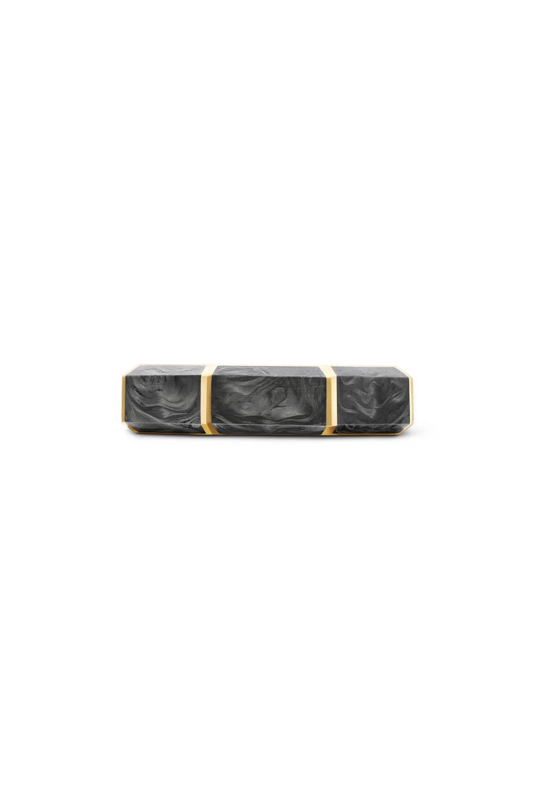 Forged Carbon Faceted Band Ring with 18K Yellow Gold, Main, color, YELLOW GOLD