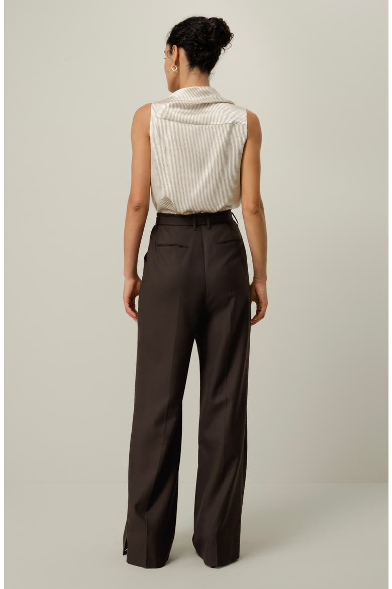 Women's Asymmetric Silk Charmeuse Sleeveless Top, Alternate, color, Drifted Mocha