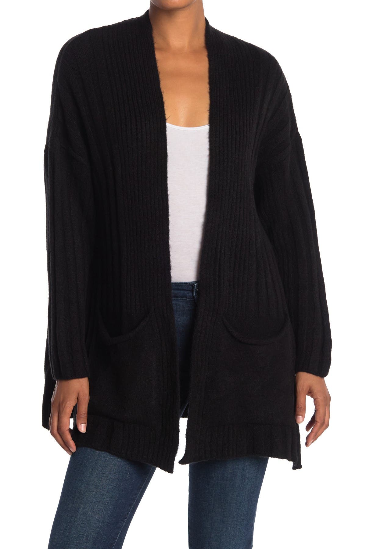 Topshop Rib Trim Open Front Cardigan (Women) | Nordstromrack