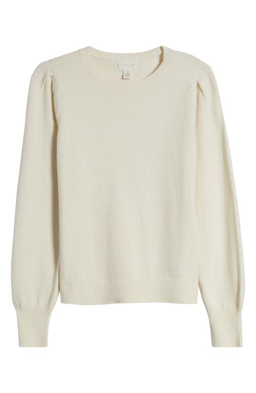 CASLON CASLON® PUFF SLEEVE COTTON BLEND CREWNECK SWEATER