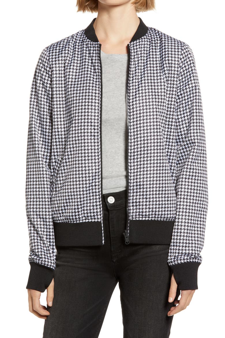 Reversible Bomber Jacket, Main, color, HOUNDSTOOTH/ BLACK