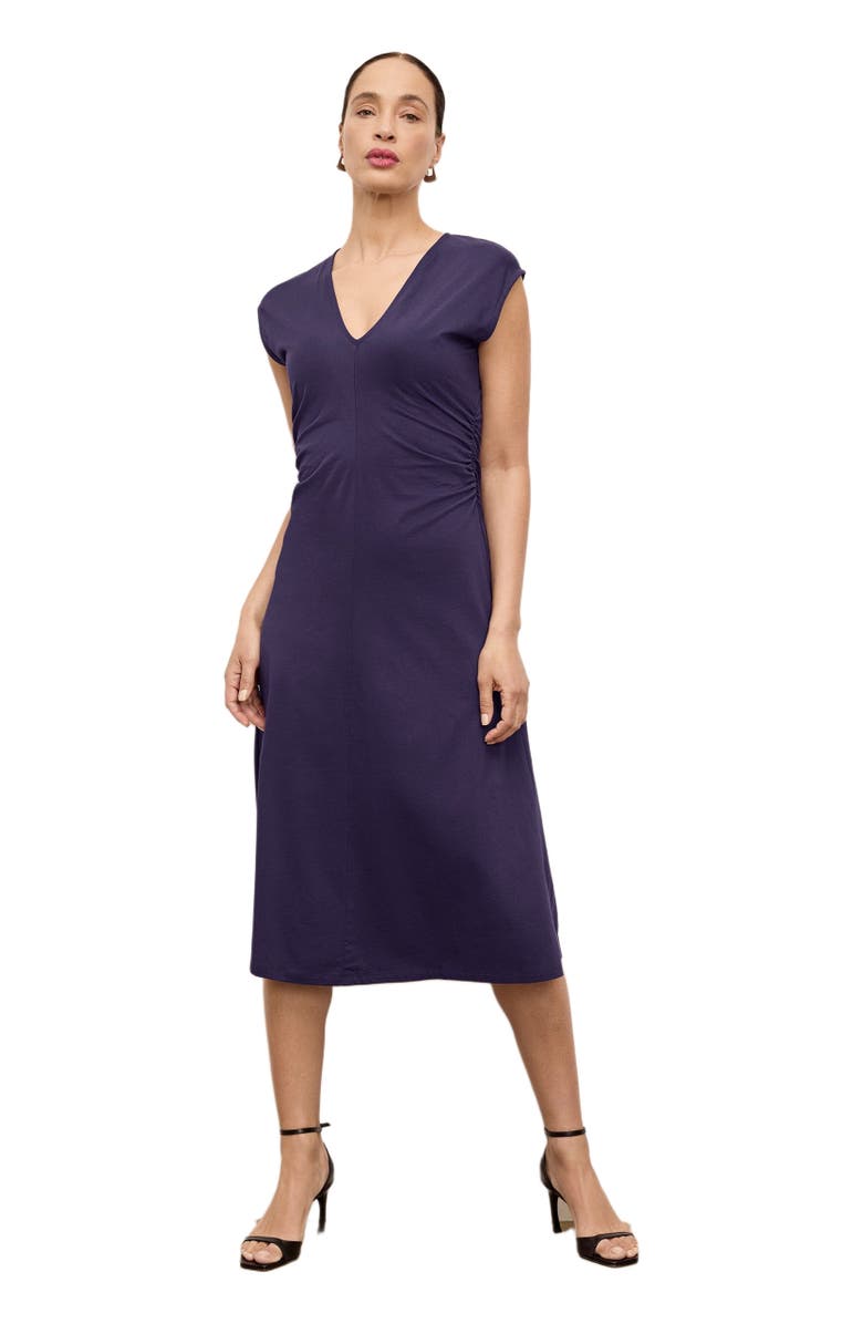 M.M.LaFleur Marina Ruched Dress, Main, color, Deep Iris