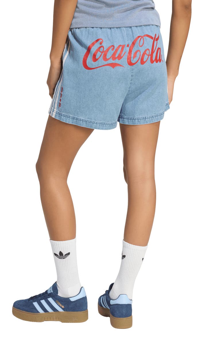 adidas Striped Denim Shorts, Alternate, color, Light Blue