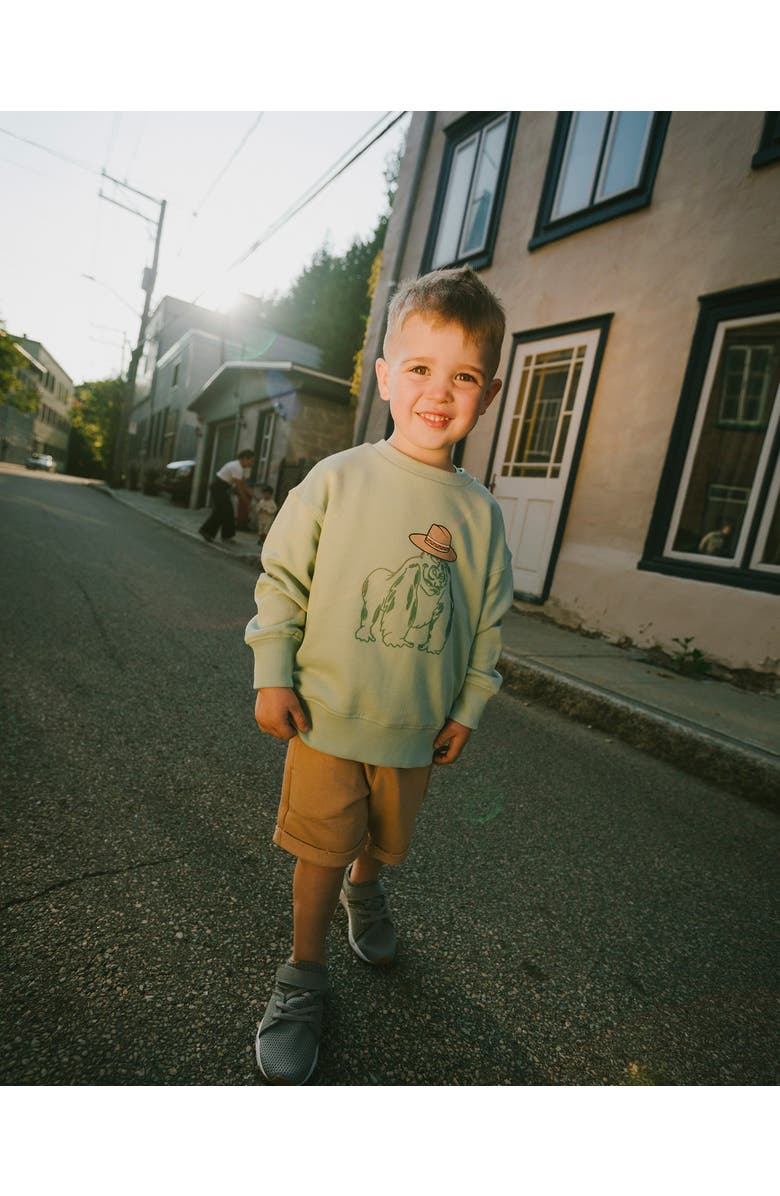 Deux par Deux Elastic Waist with Drawstring French Terry Shorts, Alternate, color, Beige