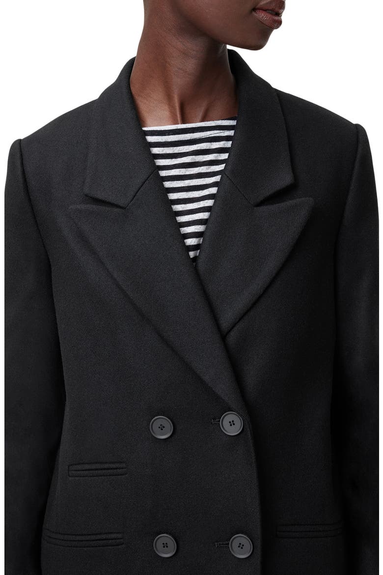 Ellen Double Breasted Wool Blend Coat, Alternate, color, BLACK
