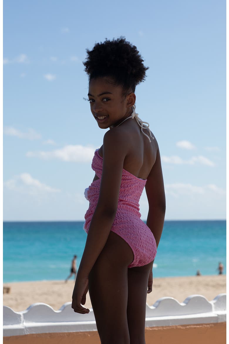 Kids' Cut-Out Flower Detail One-Piece Swimsuit, Alternate, color, Pink