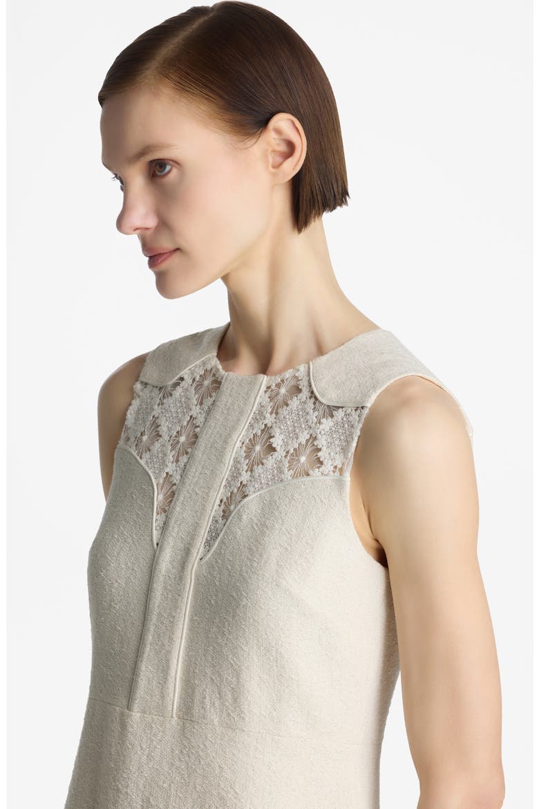 Metallic Tweed & Guipure Lace Shift Dress, Alternate, color, ECRU LUREX MULTI