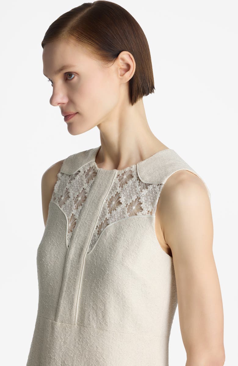 ST. JOHN Metallic Tweed & Guipure Lace Shift Dress, Alternate, color, Ecru Lurex Multi