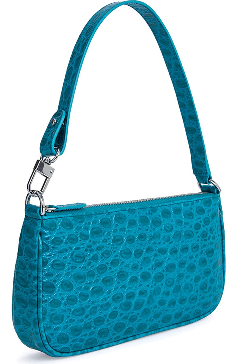 By Far Rachel Croc Embossed Leather Shoulder Bag, Alternate, color,