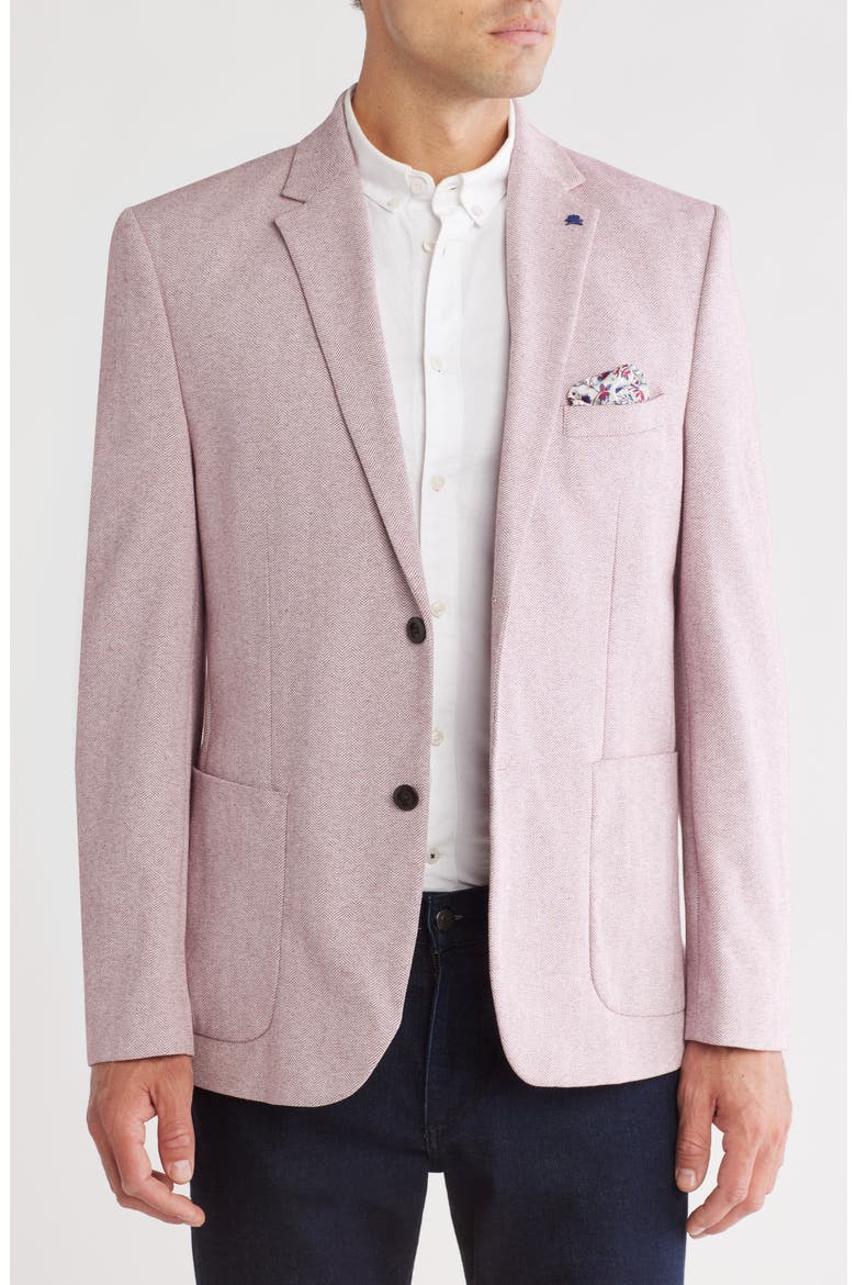 Herringbone Jersey Blazer, Main, color, BORDEAUX/ BORDEAUX