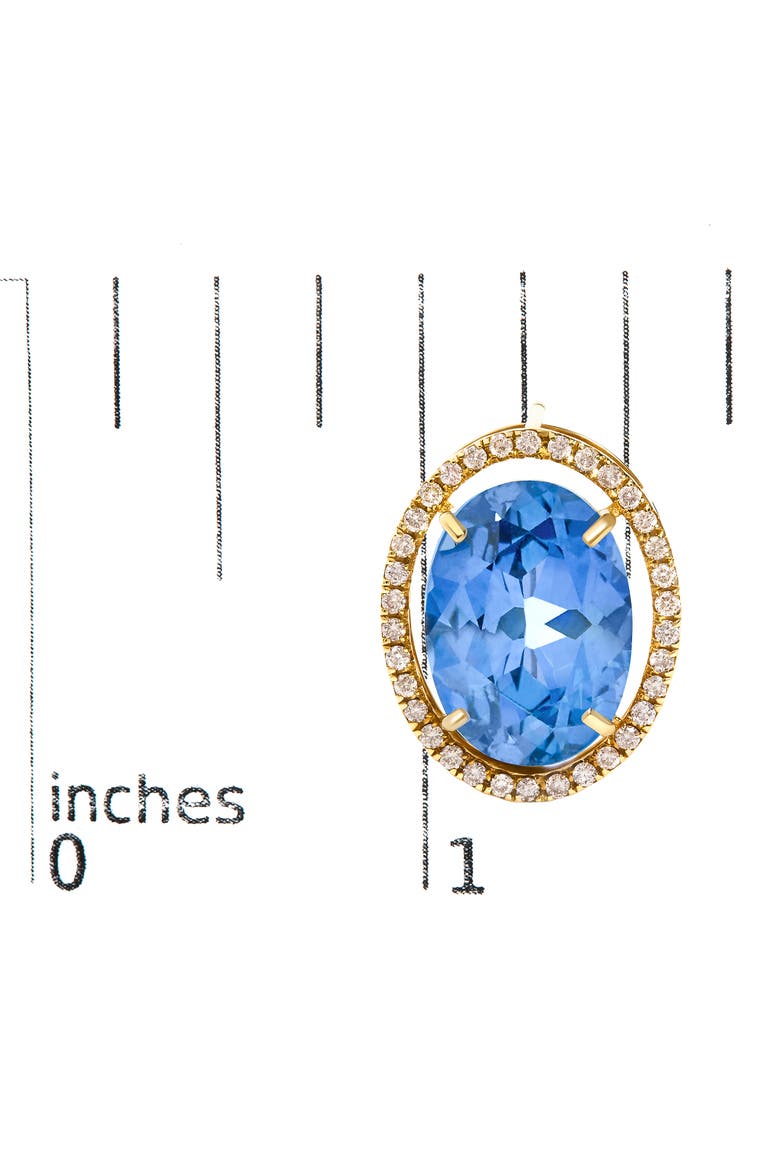 18K Yellow Gold 11x14MM Blue Fluorite Oval Stud Earrings with 1/2 Cttw Diamond Halo, Alternate, color, Yellow Gold