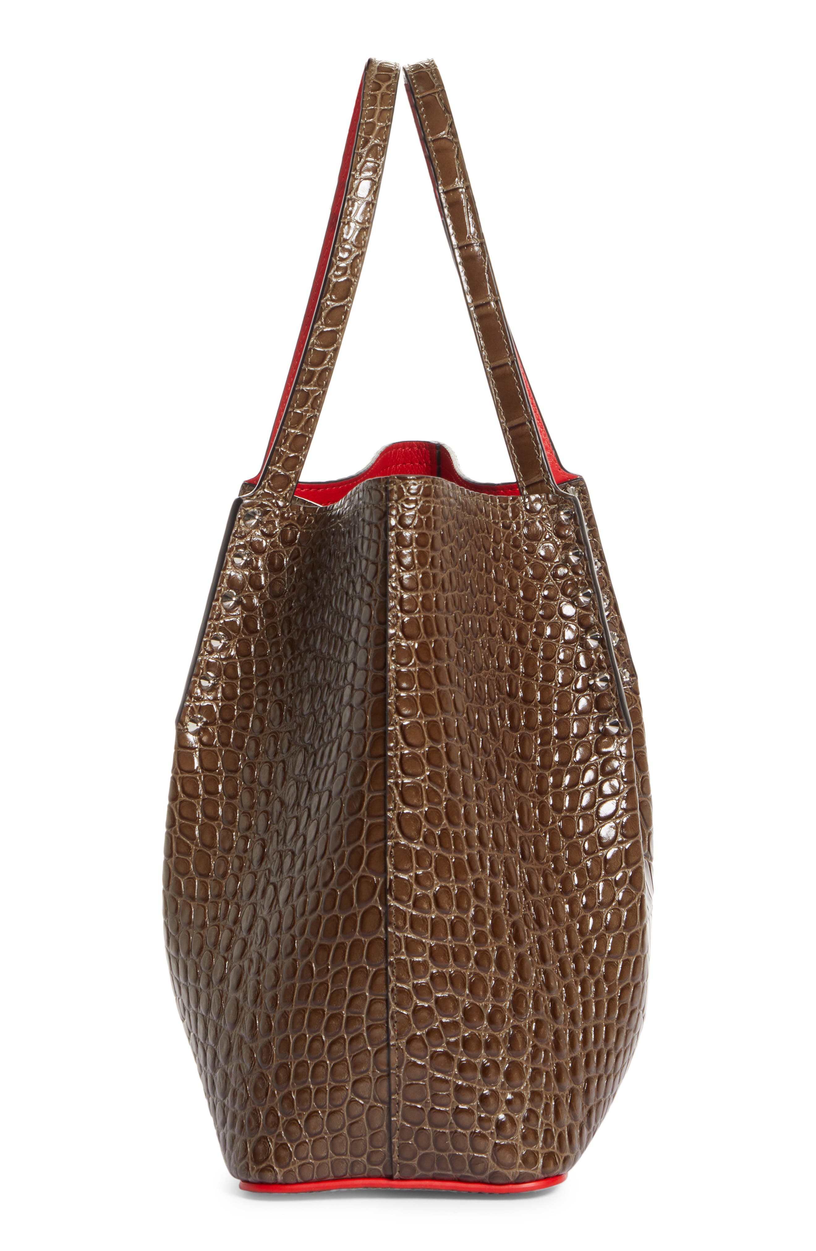 Small Cabarock Croc Embossed Calfskin Leather Tote, Alternate, color, SILEX