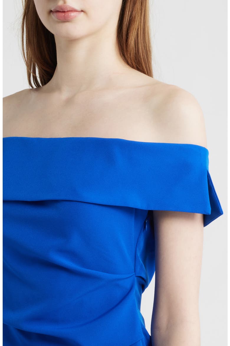 Laguna Pleated Off the Shoulder Gown, Alternate, color, COBALT