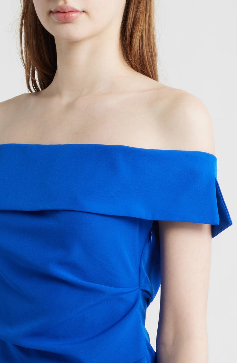 Vince Camuto Laguna Pleated Off the Shoulder Gown, Alternate, color, Cobalt