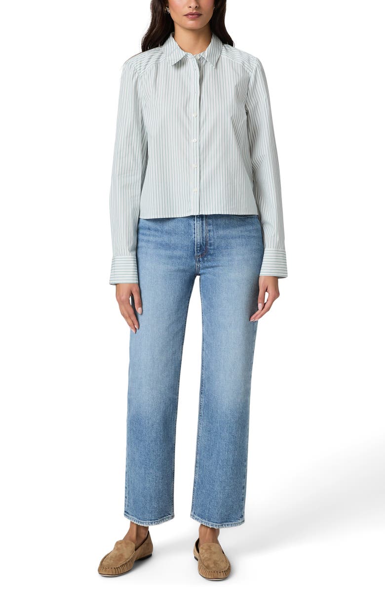 PAIGE Hettie Stripe Cotton Button-Up Shirt, Alternate, color, Surf/White