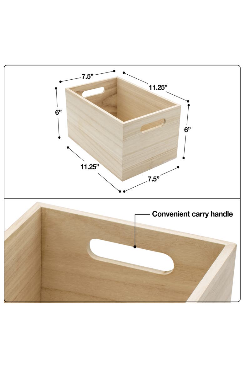 Set of 2 Wooden Organizing Crates, Alternate, color, NATURAL